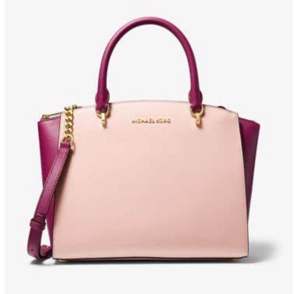 Michael Kors Ellis Two-Tone Leather Satchel